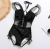 Swim wear 2019 New highend lace European sexy ladies onepiece swimsuit with chest pad without steel support5470339