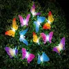 Solar Power String Lights 12 LED Animal Design Multi-Color Fiber Optic Butterfly Decorative Lights for Home Patio Garden Tree