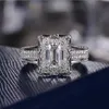 Gota de transporte de luxo jóias 925 prata esterlina princesa corte branco topázio cz diamond gemstones eternidade mulheres casamento nupcial anel presente