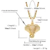 High Quality Yellow White Rose Gold Plated Full CZ Elephant Pendant Necklaces for Men Jewelry Gift