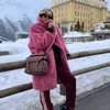 2019 winter oversized lange roze teddyjassen vrouwen dikke faux bont teddy jassen dames warme XS-XXL luipaardbontjassen CWF0183-5 V191031