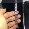 أزياء أساور Hiphop Micro Pave 5A CZ Silver Colors Bracelet Party Wedding Bracelet للنساء Men Shine Jewelry Gift2541