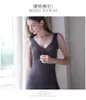 New women's v-neck winter warm thread cotton plus velvet thickening bodycon tunic tank vest sleeveless shirt padded camisole