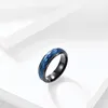 Anillos negros y azules para hombre y mujer, anillo de carburo de tungsteno con ranuras, anillo de compromiso de banda de boda, anillos de regalo de aniversario de ajuste cómodo