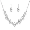 FEIS pierced leaf shinny diamond necklace and earings set bride jewerly siliver wedding anniversary accessories5172467