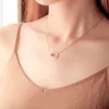 Elegante collana minimalista con pendente in cristallo doppio rotondo Collana da donna in oro rosa con personalità di alta qualità Regalo gioielli 3GX14117689101