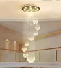 Modern ljuskrona stor kristall ljus fixtur för lobby trappa trappor foajé lång spiral glans taklampa spola monterad trappa ljus