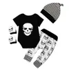 Puseky Autumn Halloween Skull Baby Clothes Newborn Infant Boy Girl Romper Tops Stapgings Pants Hat Outfit 4 PCS 0-24M