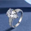 All'ingrosso-elegante anello con diamante CZ goccia d'acqua con scatola gioielli di design di lusso anello da donna placcato argento spedizione gratuita regalo di San Valentino