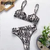 RUUHEE 2020 Bikini Swimwear Women Leopard Bathing Suit Hollow Out Bikini Set Padded Swimsuit Sexy High Waist Beachwear Biquini