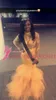 Black Girls 2019 Mermaid Pagant Prom Klänningar Afrikanska Vestidos TIRD Kjolar Kändis klänning Ruffled Illusion Formal Aftonklänningar