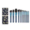 12pcs/lot makeup brush gem blue makeup bag blush brush eye shadow brush nano nylon hair high-end