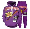 Yeni Erkek / Bayan Backwoods Bal Berry Komik 3D Baskı Moda Eşofmanlar Crewneck Hip Hop Kazak ve pantolon 2 Parça Set Kapüşonlular Blunts