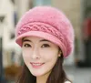 Hot Koop Kunstenaar Houd Warme Parel Konijn Beret Hoed voor Winter Vrouwen Heet Hot Fashion Womens Baret Hat Casual Dome Nude Hat