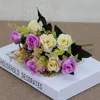 5 PCS Européenne 10 Têtes double couleur Rose Artificielle simulation fleur décoration de la maison petit bouquet de fleur faux Bouquet