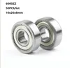 50PCS /ロット6000ZZ軸受6000Z 6000 ZZ 10 * 26 * 8mmシールド深溝玉軸受10x26x8mm