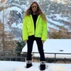 Neon Green Oversizezed Płaszcz Kobieta streetwear zip kieszeń jagnięce polarny polar puszysty faux futra kurtka Winter272a