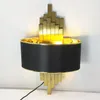 Postmodern living room led wall lamp E14 black lamp shade gold metal pipe bedroom bedside wall light corridor stair Wall Sconce5235491