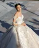 Ball Long Sleeves Gown Dresses Beaded D Floral Appliqued Saudi Arabia Lace Bridal Gowns Cathedral Train Wedding Dress s ress