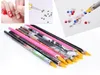 5 pièces 2 voies Nail Art acrylique Silicone Point Double tête ongles stylo en acier inoxydable outils de pointillage marbré gemmes outil de cueillette cire P7181945