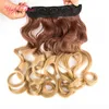 fashion ombre Clips in hair extensions brown blonde highlights mixed braiding synthetic straight hair 250gram synthetic braiding hair clips