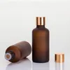 50ml Amber Frosted Glass Essential Oil Perfume Bottle Cosmetic Liquid Diffuser Sub-bottle with Inner Stopper Multiple Caps for Choose