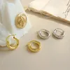 Novo 925 prata esterlina minimalistas metálicas brincos círculo para mulheres chiques Feminino Estilo Geometric Argola Fine Jewelry