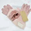 Winter Women Leather Gloves Matt Fur Mittens PU Five Fingers 4 Colors With Tag Wholesale