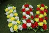 Rose Blommor Sugningar bakom med gröna blad Bröllopsbil Väggdörr Konstgjorda blommiga dekorationer Flera färger tillgängliga