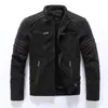 Autumn Winter Men's Leather Jacket Casual Fashion Stand Collar Motorcycle Jacket Men Slim PU Leather Coats