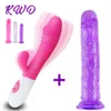 G Spot Tavşan Kadınlar Vajinal klitoral masaj Kadın Masturbator Y200616 için Jelly Dildo Seks Oyuncakları ile Dildo Vibratör Orgazm