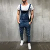 2019 Fashion Mens Ripped Jeans Jumpsuits Street Distressed Hole Denim Bib Overaller för Man Suspender Byxor Storlek M-XXL