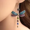 Boho boucle d'oreille 2019 mode créative incrusté multicolore Zircon libellule forme boucles d'oreilles pour les femmes fiançailles mariage Style à la mode