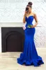 Royal Blue Mermaid Prom Klänningar 2020 Sweetheart Neckline Enkel Satin Sweep Train Custom Made Plus Size Formal Evening Party Grows