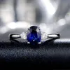 AINUOSHI Fashion 1.25 Carats Oval Cut Blue Sona Halo Rings 925 Sterling Silver Women 4 Prongs Wedding Engagement Bridal Rings Y200106