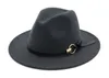 Fashion felt jazz hats Classic TOP hats for men women Elegant Solid felt Fedora Hat Band Wide Flat Brim Stylish Panama Caps Fedora9769478