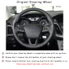 Black Synthetic Leather Car Steering Wheel Cover for Ford Focus 3 2015-2018 Kuga 2016-2018 Escape 2016-2018275R