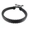 Bracelet en cuir tressé en acier inoxydable pour homme et femme, 7,5 à 8,5 pouces