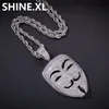 V per Vendetta Mask Collana con pendente con catena a corda Iced Out Zircon Mens Hip Hop Jewelry Gift