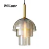 Retro Glass Windbell Pendant Light Luxury Iron Suspension Lamp Lobby Corridor Lounge Dinning Bedroom Creative Hanging Lighting