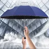 Ny tre vikande stort paraply manlig kommersiell stor stark ram man vindtät ultraviolett-korrekt 10k svart solskydd