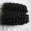 Kinky encaracolado fita na extensão do cabelo 100 cabelo humano 100g 40 pçs remy europeu natura fita de cabelo in4024410