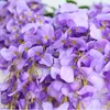 1 Set 12pcs 110 cm Wisteria de seda artificial Wisteria Fake Garden Colgando Flor Planta Vine Inicio Fiesta de Boda Decoración