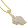 Diamond Necklace fashion-стрит Ветер Тяжелые Дрель Полный алмазный сплав Большой палец кулон Вертикальный Средний палец Hip Hop ожерелье