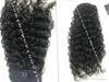 Lange hoge paardenstaart vlecht paardenstaarten hairstyle golvend kinky krullend drawstrig menselijk haar pony staart vrouwen bladerdeeg uitbreiding 160g