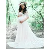 Women's Floral Lace Short Sleeve Photography Sleeves Off Shoulder Long Dress Maternity dresses pregnant woman clothes D315