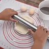 Verstelbare roestvrijstalen glooiende pin deeg mat deeg roller 4 verwijderbare verstelbare dikte ringen pizza gebak taart bakken tools