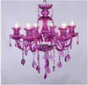 Frete grátis candelabro roxo Europeia decorativa Modern Living Room Vela casa Lâmpadas Lâmpada de suspensão de cristal luzes do candelabro