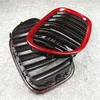 2 Piece Top quality Red Carbon fiber Auto Front Bumper Grilles For 7 Series F01 F02 Dual Line Mesh Grill Grille