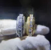 5 rzędów Iced Out 360 obrotowy wieczność złoty srebrny błyszczący pierścionek Micro Pave cyrkonia 18K pozłacane symulowane diamenty Spinner Rings